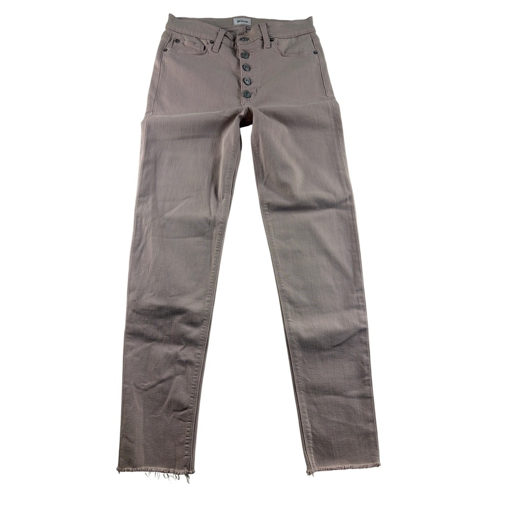 Hudson Barbara High Rise Ankle Super Skinny Jeans Mauve Taupe Button Fly 28